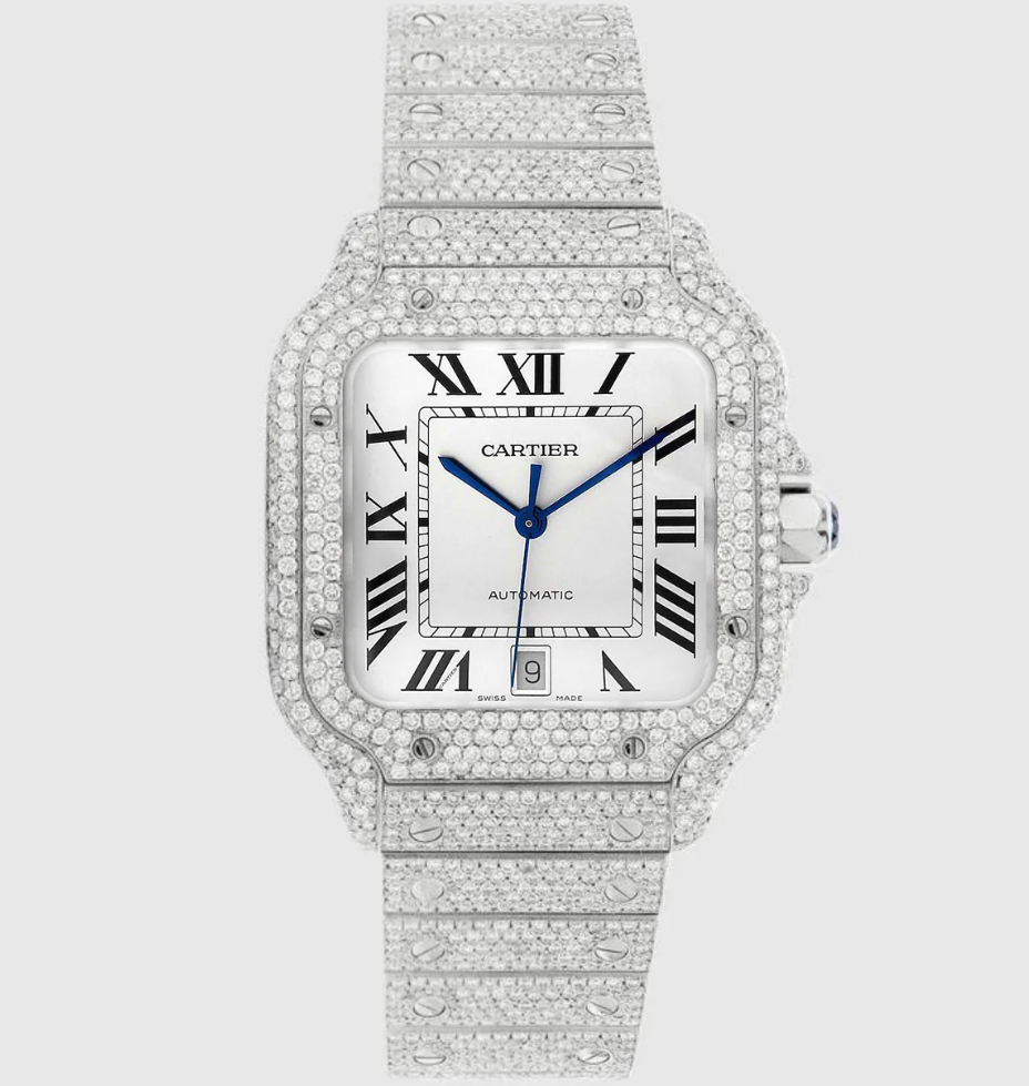 Iced moissanite watch