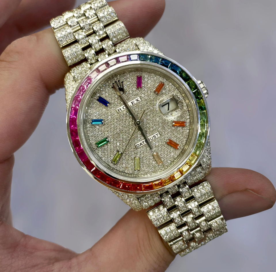 Iced out moissanite watch